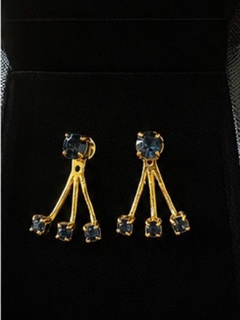 Gold-Plated Blue Crystal Drop Earrings - Women Jewelry